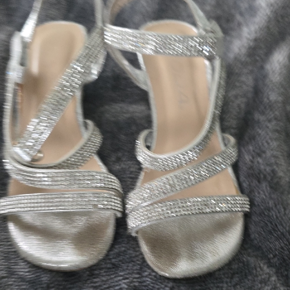 Soda Silver Dress Shoes with Rhinestone Straps